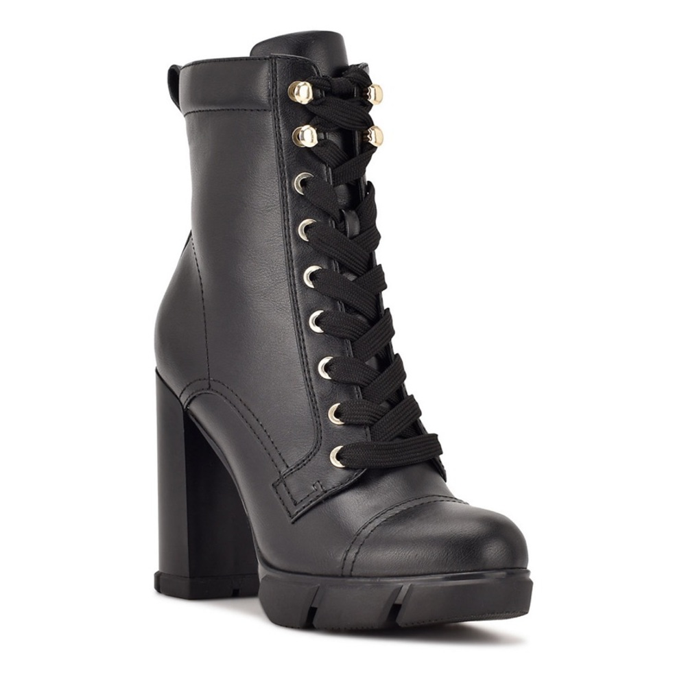 Nine West Vega Combat Lace Up Platform Chunky Heeled Booties NWT